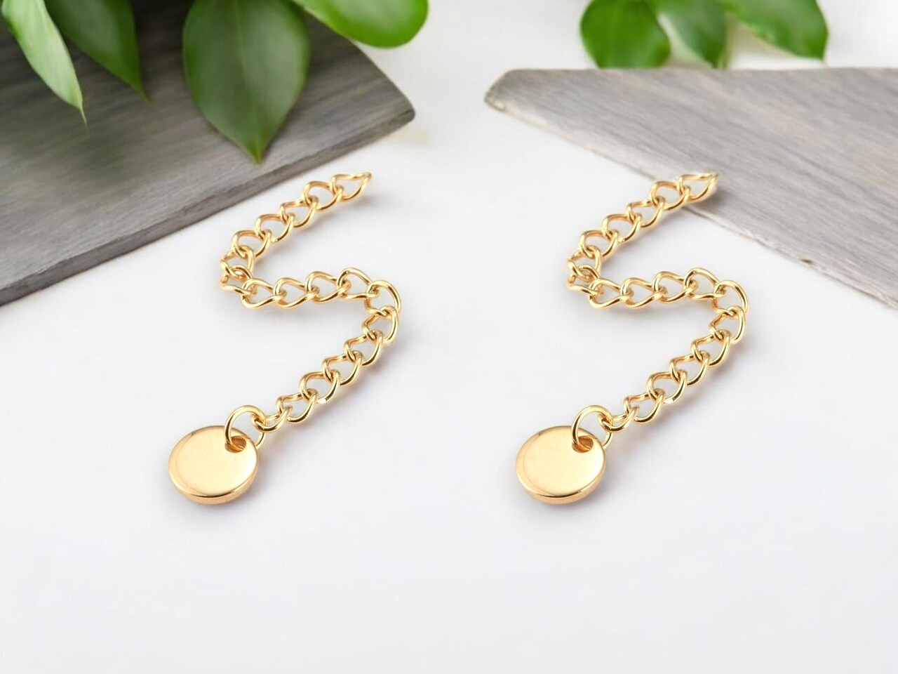 57mm Gold Plated Stainless Steel Chain Extender w/Disc Charm (10pcs)